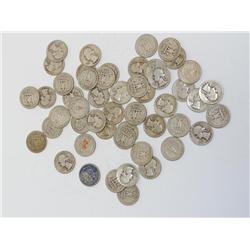 Lot of 50 Washington Silver Quarters from 1940's