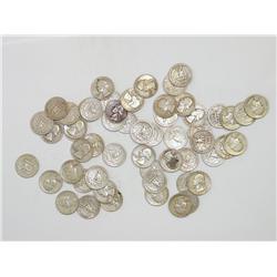 Lot of 50 Washington Silver Quarters from 1950's