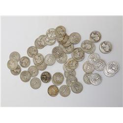 Lot of 50 Washington Silver Quarters from 1940's