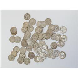 Lot of 50 Washington Silver Quarters from 1950's
