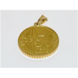 50 Euro Cent Made In to Pendant With Gold Bail
