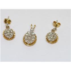 Diamonds Cluster Design Ladies Pendant & Earrings