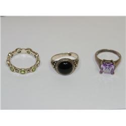 AAA Peridot, Lavender Gemstone & Onyx Ring
