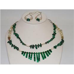 AAA Green Malachite Ladies Necklace & Earrings