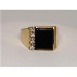 Onyx & Diamonds Hand Made Men's Ring