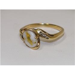 24Kt Quartz Nugget & Diamonds Ladies Ring