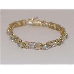 Vermeil 14kt AAA Blue Topaz Ladies Tennis Bracelet