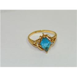 AAA Blue Topaz & Diamonds Vintage Ladies Ring
