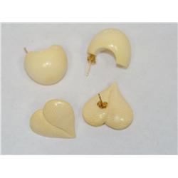 Ivory Hand Made Heart Shape Earrings & Hoops