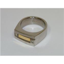 18Kt Gold & Stainless steel & Diamonds Men's Ring