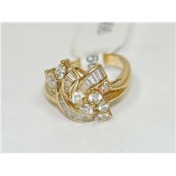 1.00Ctw Diamonds Baguettes & Rounds Cluster Ring