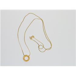 14k Gold Chain w/ Sliding Pendant 1 carat Citrine
