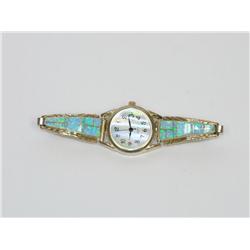 Sterling Silver Fire Opal Band Ladies Watch