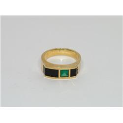 AAA Emerald & Onyx Heavy Hand Made Men's Ring
