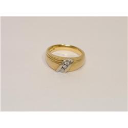 3 Diamonds Men's Wedding Band Two Tone Heavy
