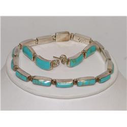 AAA Blue Turquoise Bracelet & Earrings Set