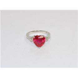 AAA Chatham Red Spynel Heart Shape Ladies Ring