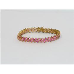Vermeil 14kt Pink Gemstone Ladies Tennis Bracelet