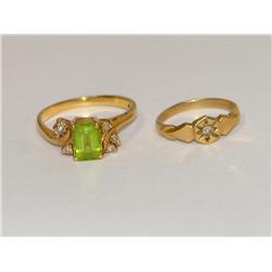 AAA Peridot Ladies Ring & Diamond Pinky Ring