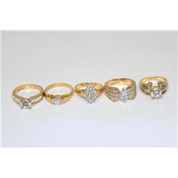 Gold Electro Plated Ring Collection Qty 5 Rings