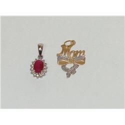 AA Burmese Ruby & Diamonds Cluster Ladies Pendant