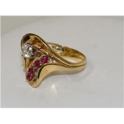 .33Ctw Diamond Solitaire & Ruby Ladies Ring