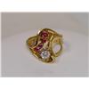 Image 3 : .33Ctw Diamond Solitaire & Ruby Ladies Ring
