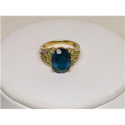 AAA Blue Zircon & Peridot Hand made Ladies Ring