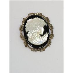 Onyx Italian Cameo old Vintage Hand Made Brooch