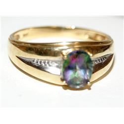 AAA Mystic Topaz & Diamonds Hand Made Ladies Ring