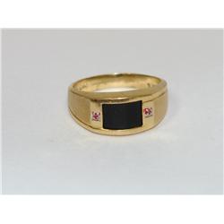 Onyx & Diamonds Satin Finish Men's Ring