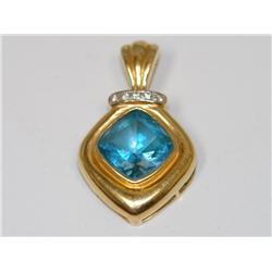 20.00Ctw AAA Blue Topaz & Diamonds Heavy Pendant