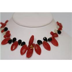 AAA Burmese Ruby & Onyx Hand made Ladies Necklace