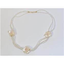 White Pearl & Avolone Shell Hand Made Necklace
