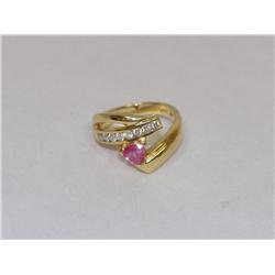 A Burmese Ruby Trillion & Diamonds Fashion Ring
