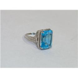 20.00Ctw AAA Blue Topaz & Diamonds Ladies Ring