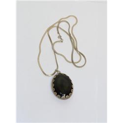 Gem Quality Obsidian-custom Sterling Bezel & Chain
