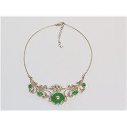 Sterling & Jade Byzantine Necklace
