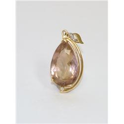 25.00Ctw AAA Smokey Quartz & Diamonds Pendant