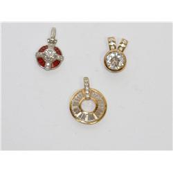 Vermeil 14kt 3 Gemstone Ladies Pendants