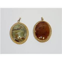 Baltic Amber Pendant & Green Turquoise Pendant