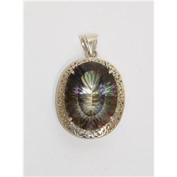 75 CTW rare fire rainbow quartz pendant