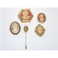 costume Vintage Cameo lighter, Brooch & Pin