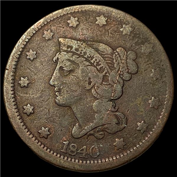 1840 Braided Hair Large Cent NICELY  CIRCULATED