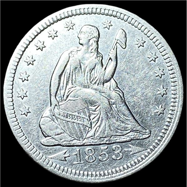1853 Arrows/Rays Seated Liberty Quarter  CLOSELY UNCIRCULATED