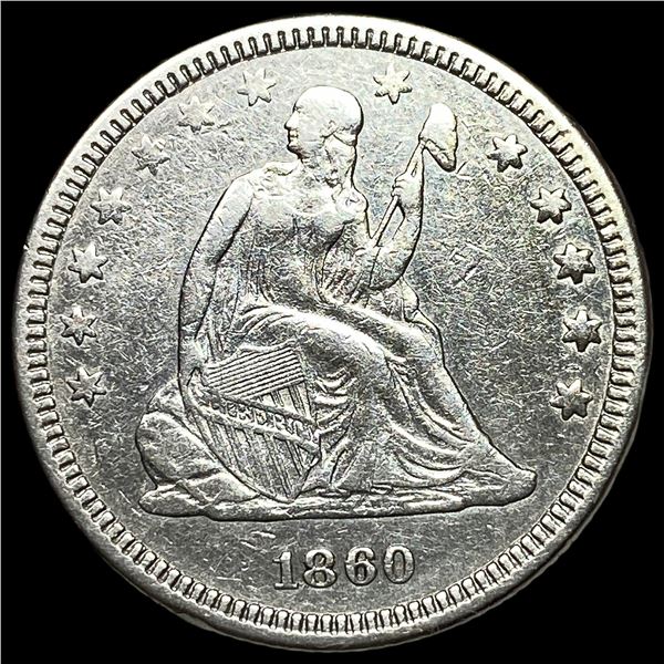 1860 Silver Seated Liberty Quarter  UNCIRCULATED