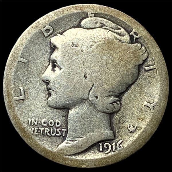 1916-D Silver Mercury Dime NICELY CIRCULATED