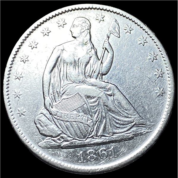 1861-O Silver Seated Liberty Half Dollar  NEARLY UNCIRCULATED