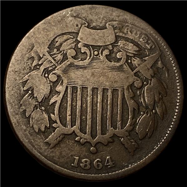 1864 small motto Two Cent piece NICELY  CIRCULATED