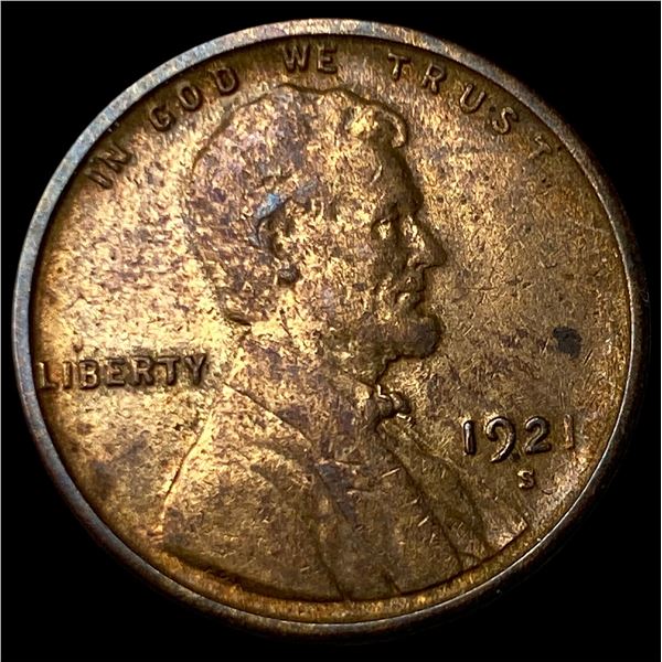 1921-S Lincoln Wheat Cent CHOICE AU